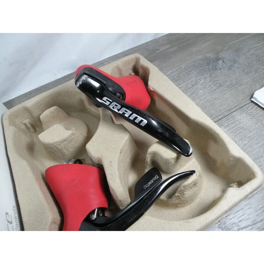 SRAM Force DoubleTap Road Bike Shift Brake Lever Set Controls Red Hoods Used
